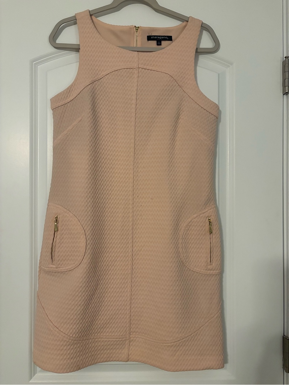 Sharagano Soft Blush Textured Sleeveless Shift Dress
